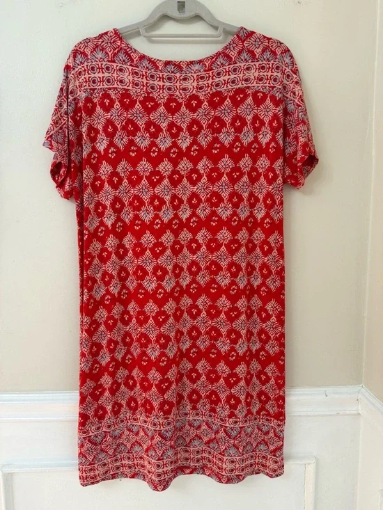 Lucky Brand orange pink blue knee length dress medium - Picture 2 of 8